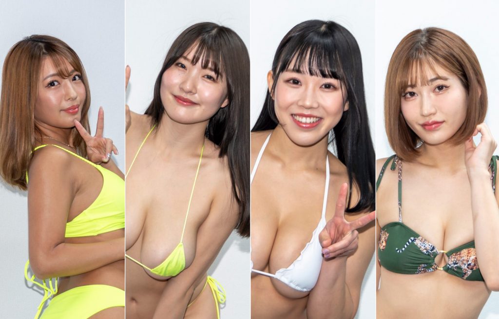 MCの橋本梨菜、原つむぎ、愛萌なの、月城まゆ(写真左から)