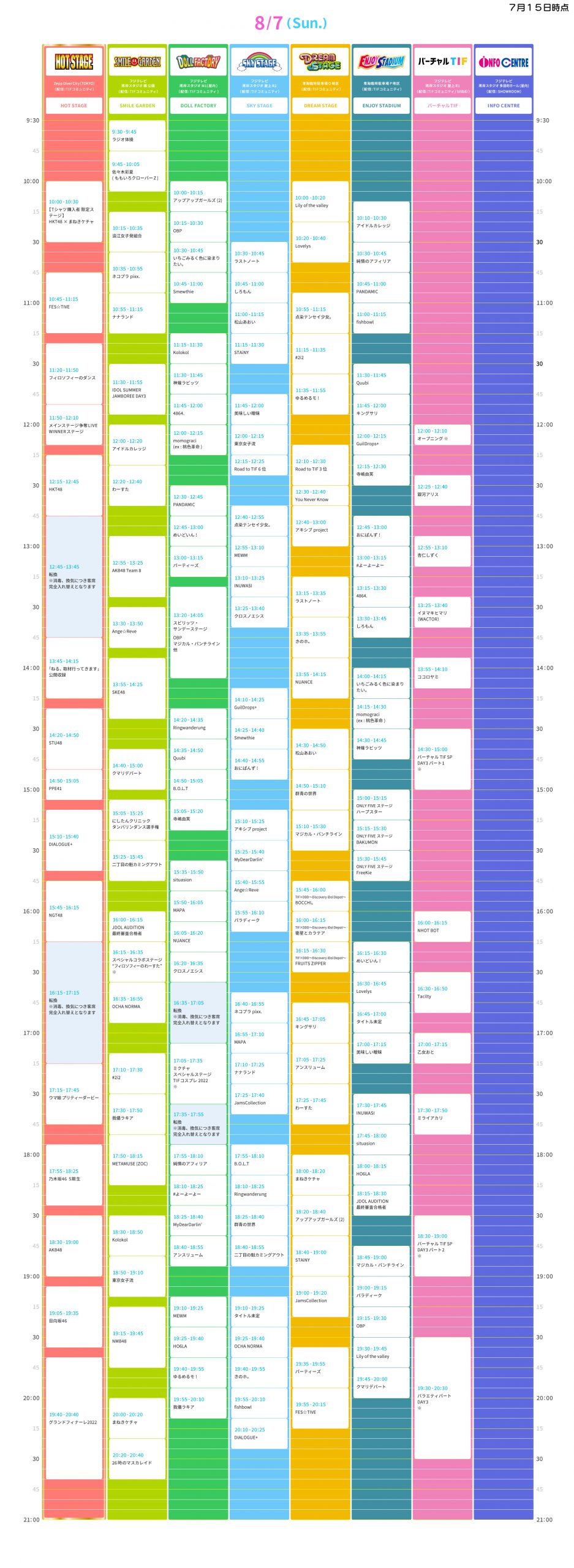 8月7日(日)タイムテーブル