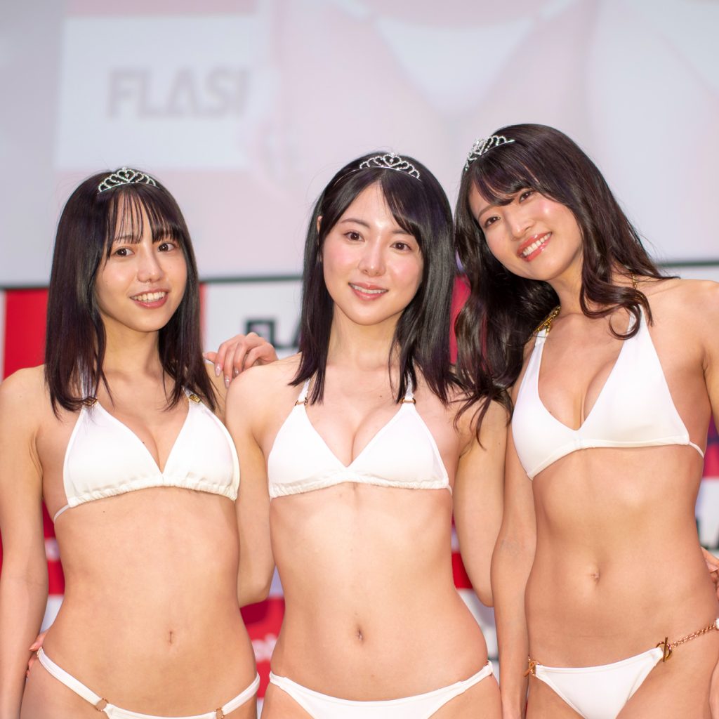 「ミスFLASH2023」グランプリ発表会見より弓川いち華、橘舞、井上晴菜