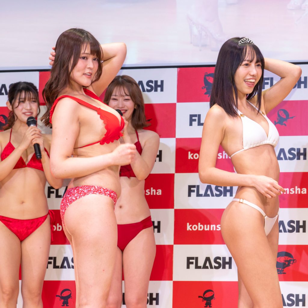 「ミスFLASH2023」グランプリ発表会見よりmissha、弓川いち華