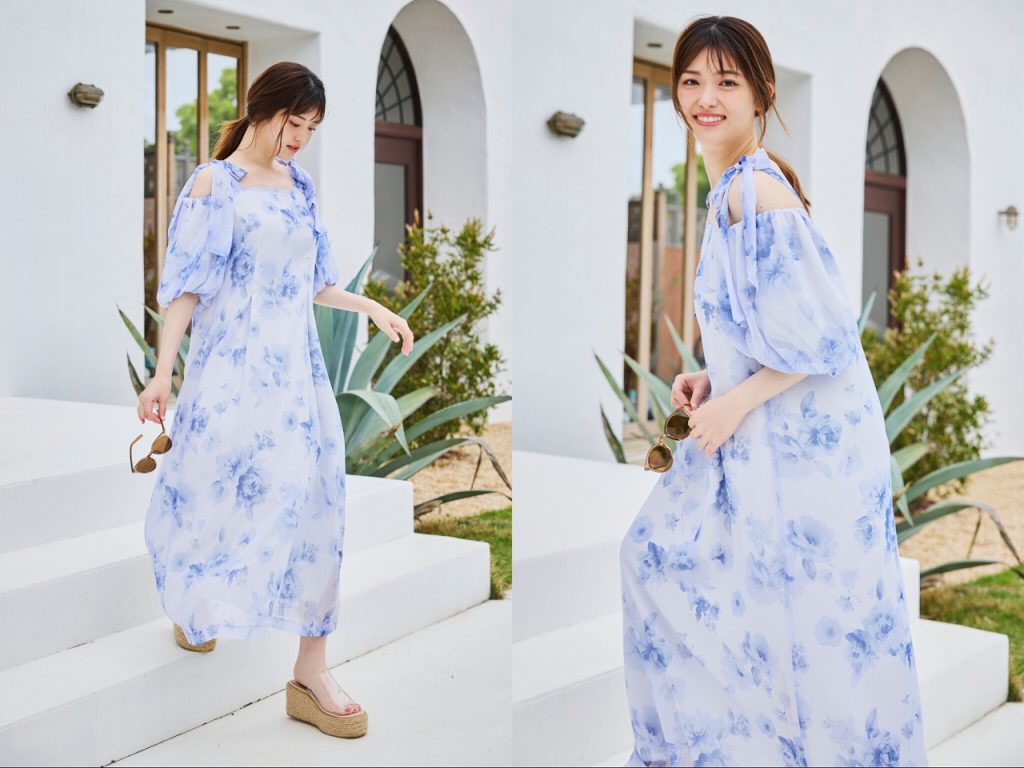 Lisianthus Ribbon Off Shoulder Dress